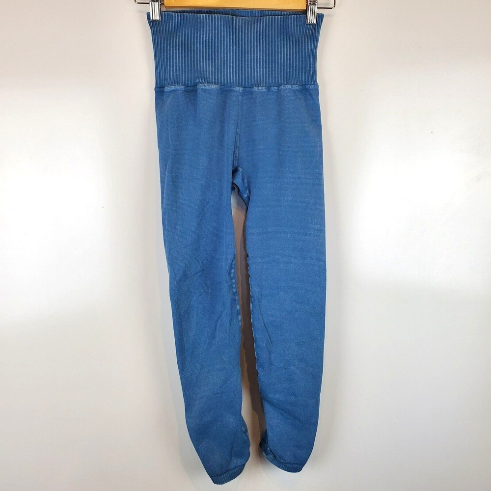 Free People Movement Blue Textured Athletic Workout Gym Leggings Medium